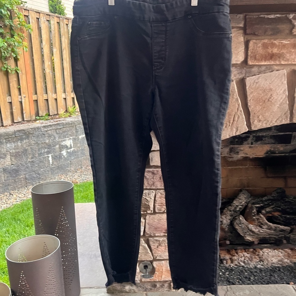 Tribal Women's Black Jeans Audrey Mid Rise Ankle Jeggings Raw Hem
